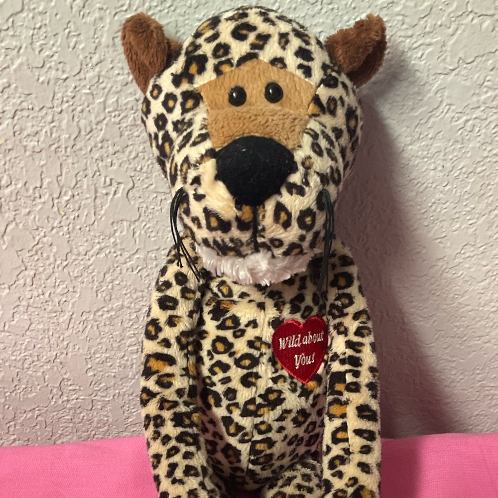 Plush Leopard or Cheetah Stuffed Animal with velcro Fasteners “Wild About You”